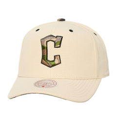 Cleveland Guardians Mitchell & Ness Unisex Camo Logo Pro Crown Snapback Hat - Cream Hats