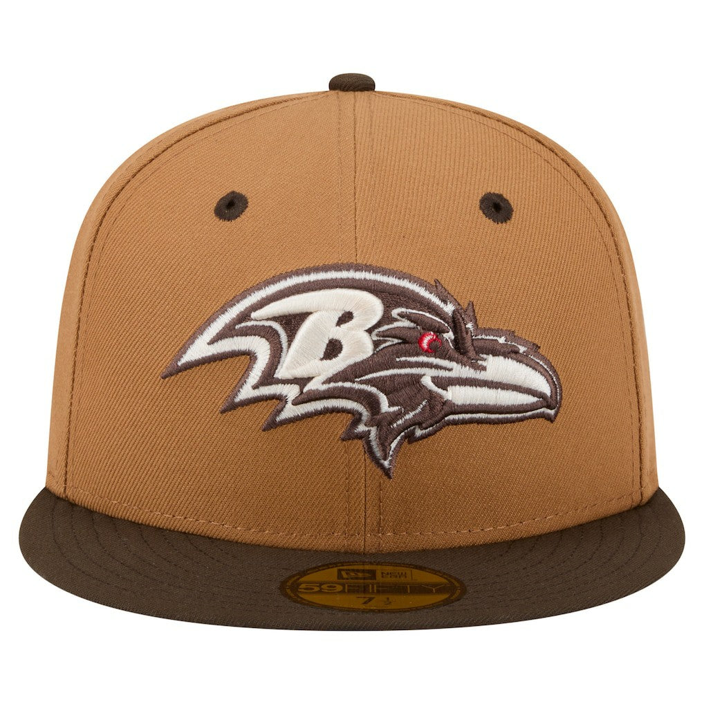 Baltimore Ravens New Era Two-Tone Walnut 59FIFTY Fitted Hat Light Brown/Dark Brown
