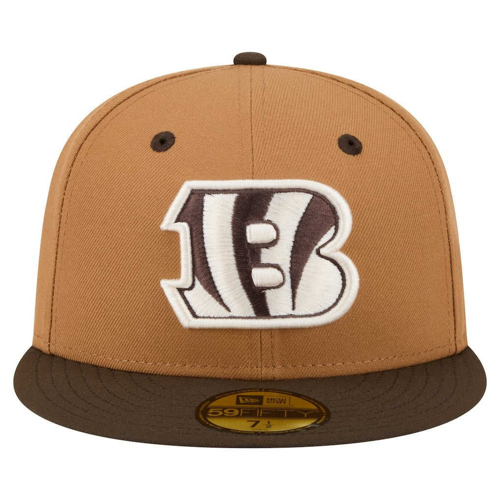 Cincinnati Bengals New Era Two-Tone Walnut 59FIFTY Fitted Hat Light Brown/Dark Brown