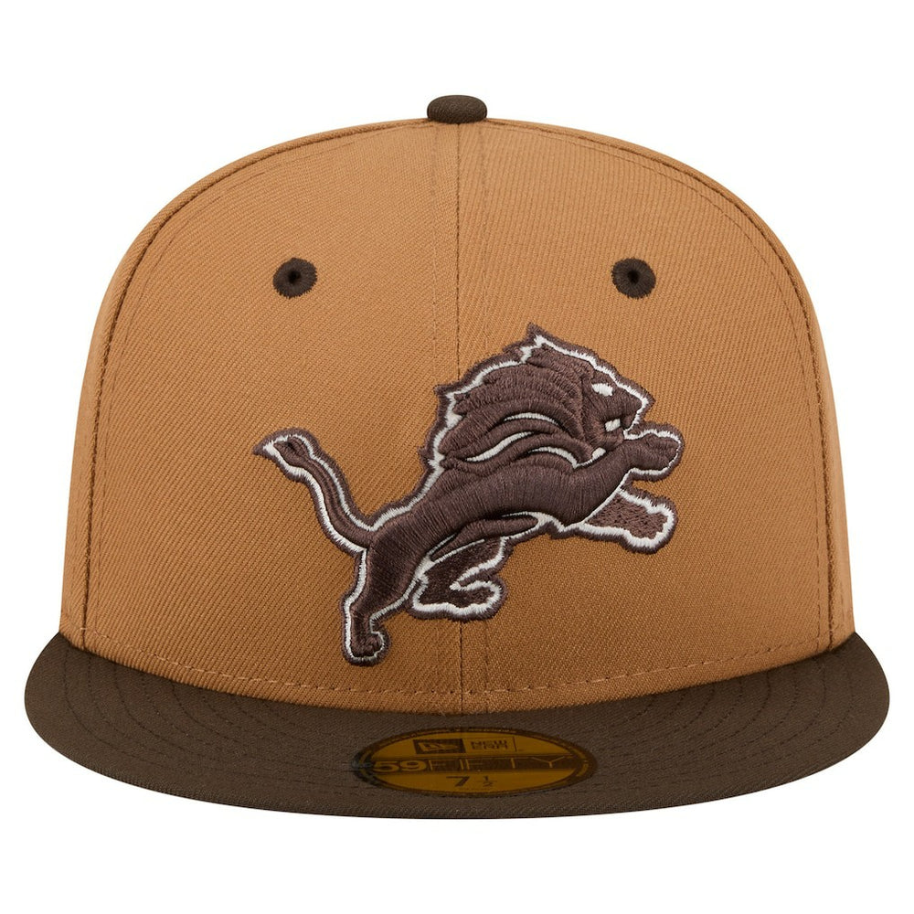 Detroit Lions New Era Two-Tone Walnut 59FIFTY Fitted Hat Light Brown/Dark Brown