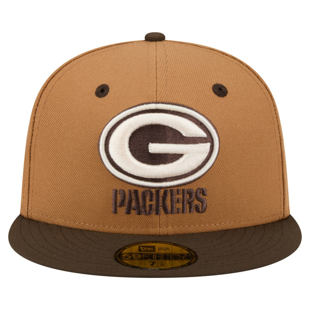 Green Bay Packers New Era Two-Tone Walnut 59FIFTY Fitted Hat Light Brown/Dark Brown