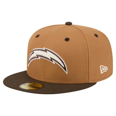 Los Angeles Chargers New Era Two-Tone Walnut 59FIFTY Fitted Hat Light Brown/Dark Brown