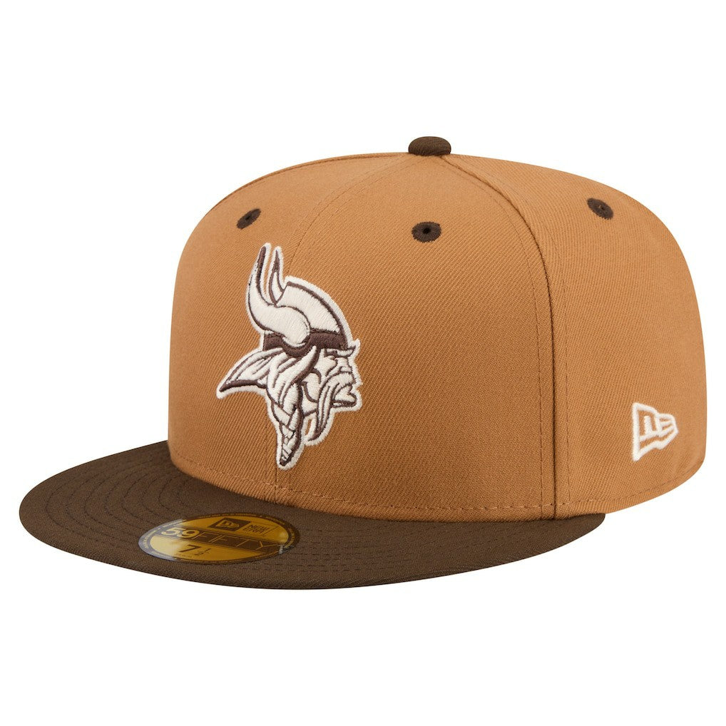 Minnesota Vikings New Era Two-Tone Walnut 59FIFTY Fitted Hat Light Brown/Dark Brown