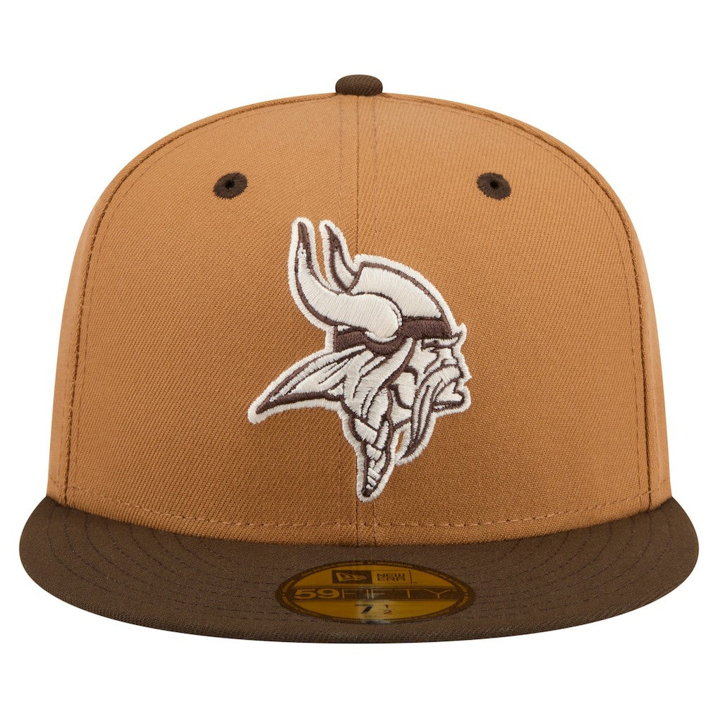 Minnesota Vikings New Era Two-Tone Walnut 59FIFTY Fitted Hat Light Brown/Dark Brown