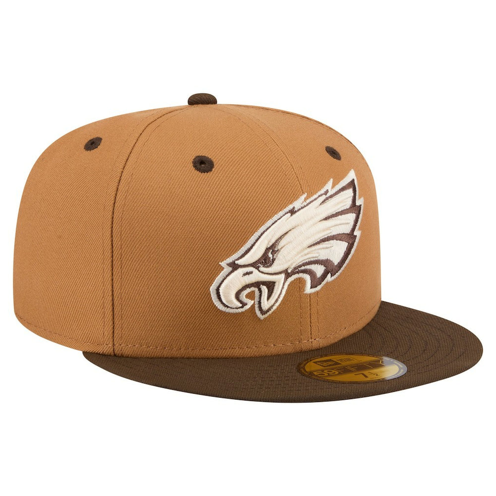Philadelphia Eagles New Era Two-Tone Walnut 59FIFTY Fitted Hat Light Brown/Dark Brown