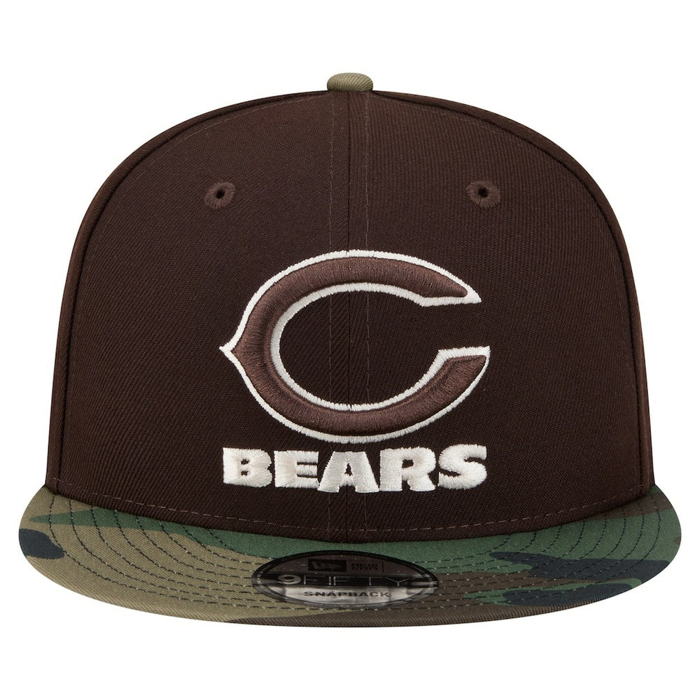 Chicago Bears Adult Burnt Wood Camo 9FIFTY Snapback Hat Dark Brown