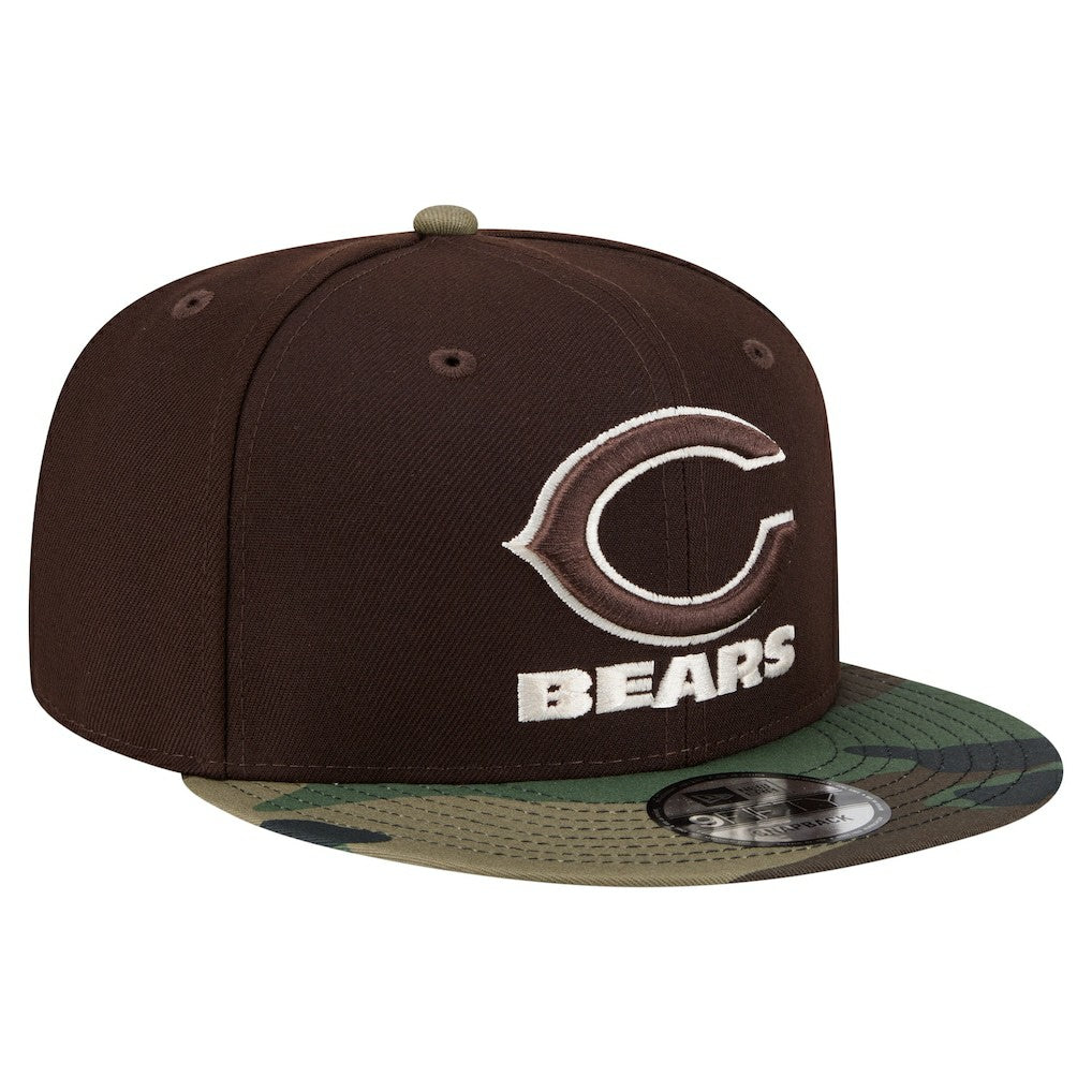 Chicago Bears Adult Burnt Wood Camo 9FIFTY Snapback Hat Dark Brown