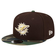 Miami Dolphins Adult Burnt Wood Camo 9FIFTY Snapback Hat Dark Brown
