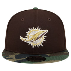 Miami Dolphins Adult Burnt Wood Camo 9FIFTY Snapback Hat Dark Brown