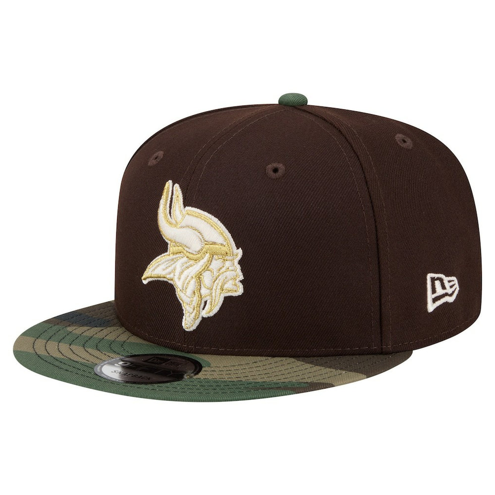 Minnesota Vikings Adult Burnt Wood Camo 9FIFTY Snapback Hat Dark Brown