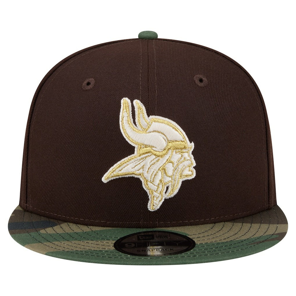 Minnesota Vikings Adult Burnt Wood Camo 9FIFTY Snapback Hat Dark Brown