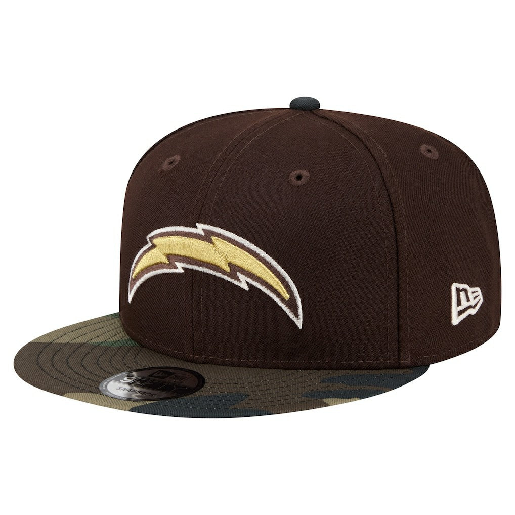 Los Angeles Chargers Adult Burnt Wood Camo 9FIFTY Snapback Hat Dark Brown