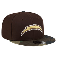 Los Angeles Chargers Adult Burnt Wood Camo 9FIFTY Snapback Hat Dark Brown