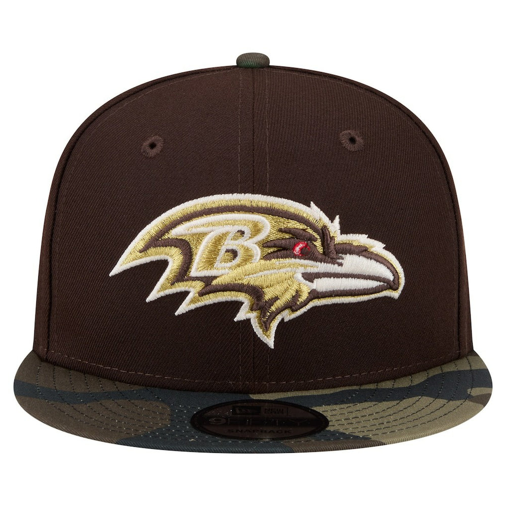 Baltimore Ravens Adult Burnt Wood Camo 9FIFTY Snapback Hat Dark Brown