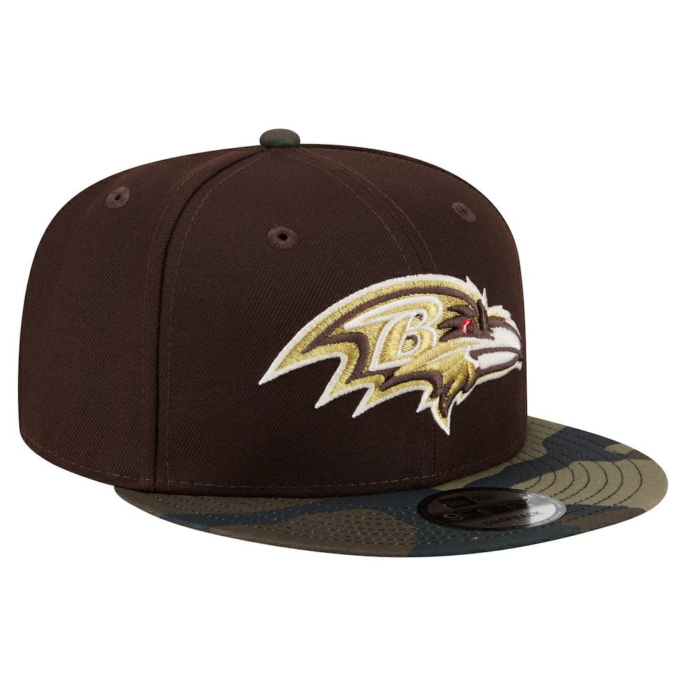 Baltimore Ravens Adult Burnt Wood Camo 9FIFTY Snapback Hat Dark Brown