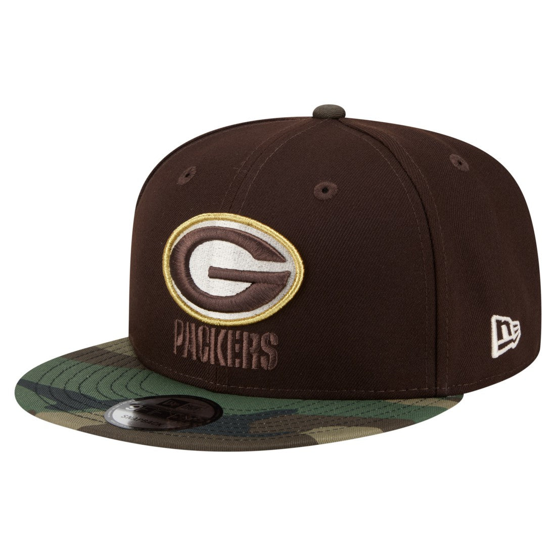 Green Bay Packers Adult Burnt Wood Camo 9FIFTY Snapback Hat Dark Brown