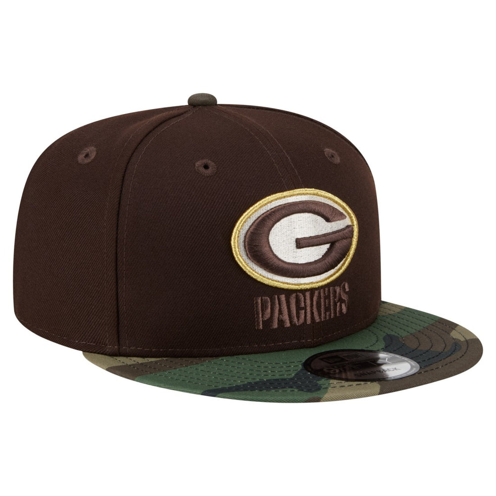 Green Bay Packers Adult Burnt Wood Camo 9FIFTY Snapback Hat Dark Brown