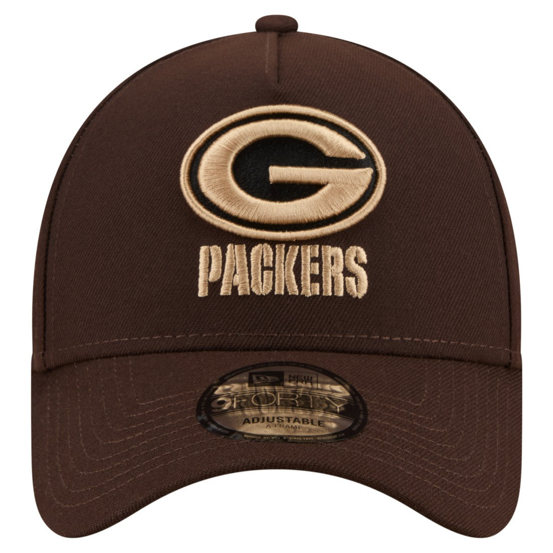 Green Bay Packers New Era Burnt Wood A-Frame 9FORTY Adjustable Hat Dark Brown
