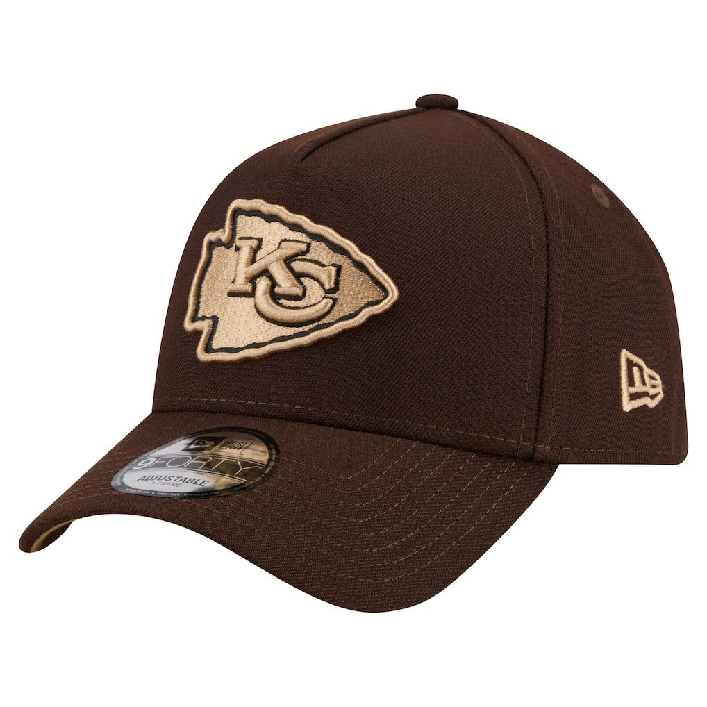 Kansas City Chiefs New Era Burnt Wood A-Frame 9FORTY Adjustable Hat Dark Brown