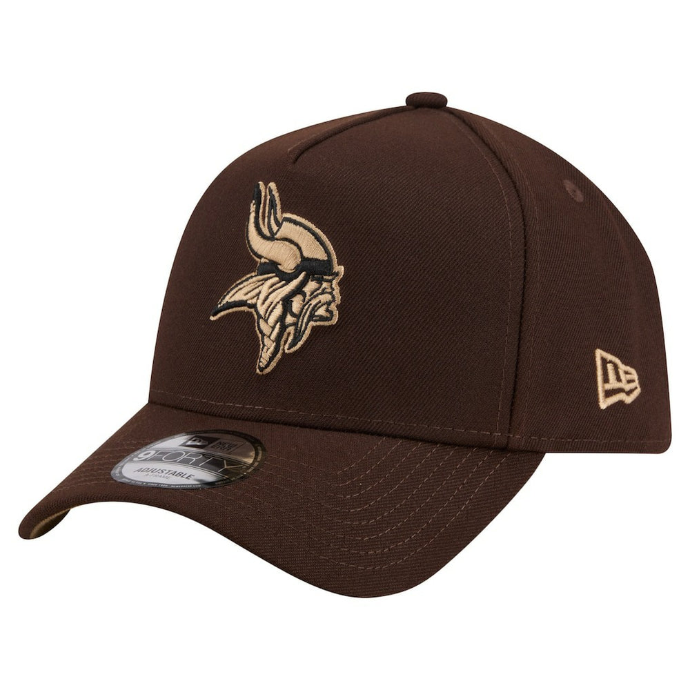 Minnesota Vikings New Era Burnt Wood A-Frame 9FORTY Adjustable Hat Dark Brown