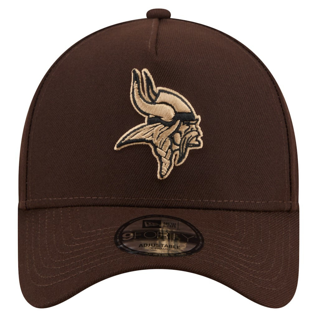 Minnesota Vikings New Era Burnt Wood A-Frame 9FORTY Adjustable Hat Dark Brown