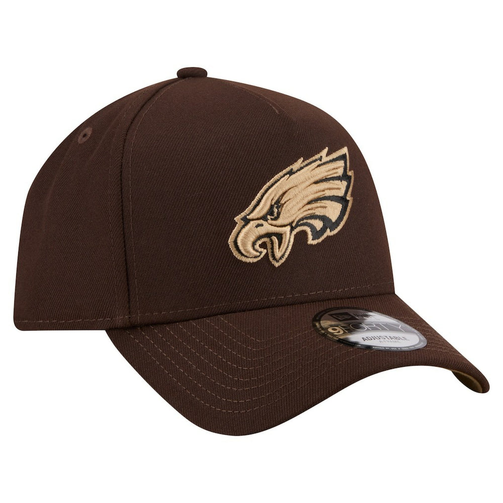 Philadelphia Eagles New Era Burnt Wood A-Frame 9FORTY Adjustable Hat Dark Brown