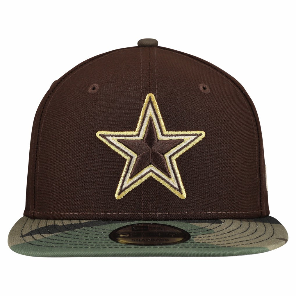 Dallas Cowboys Adult Burnt Wood Camo 9FIFTY Snapback Hat Dark Brown