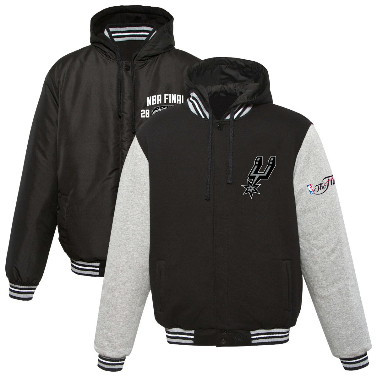 San Antonio Spurs JH Design 2014 NBA Finals Fleece Full-Zip Varsity Jacket Black