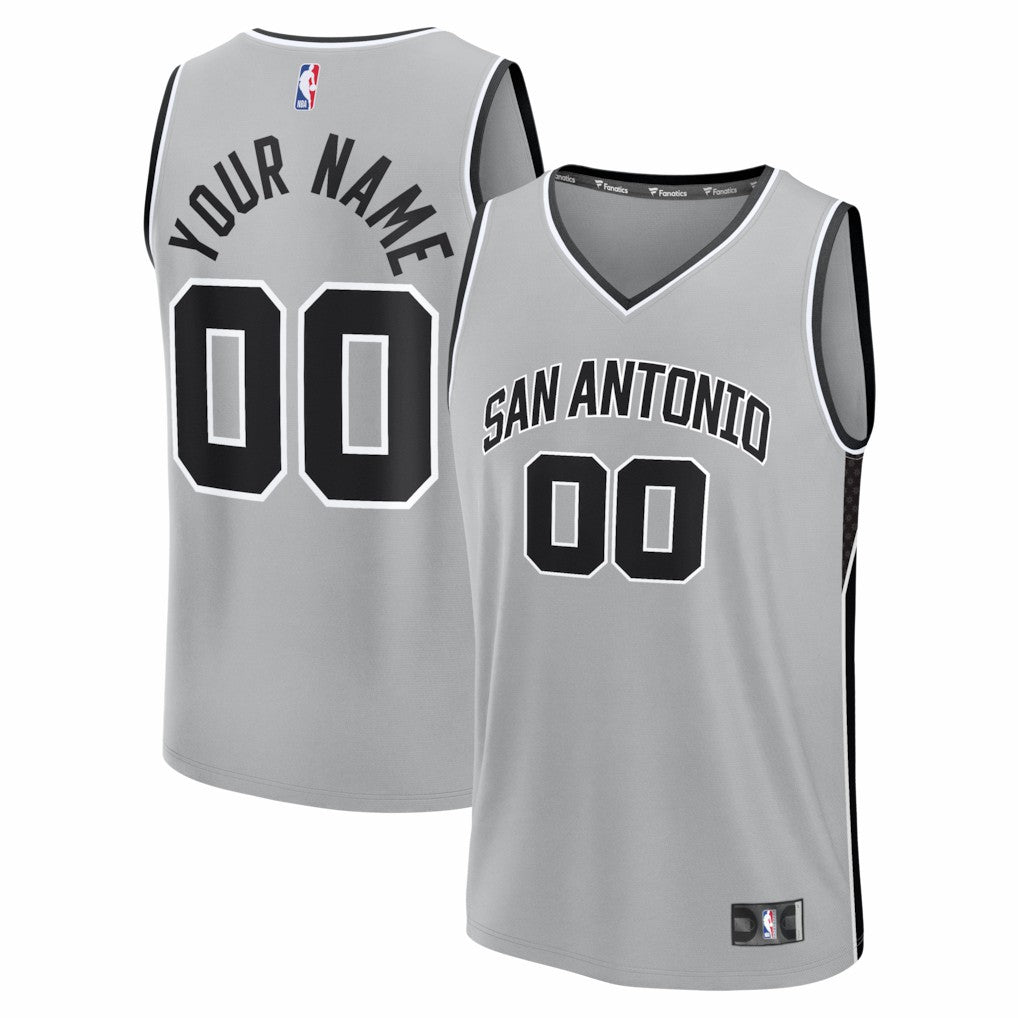San Antonio Spurs Youth Fastbreak Custom Jersey Statement Edition Silver