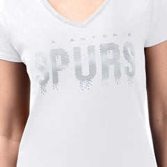San Antonio Spurs G-III 4Her by Carl Banks Women's Super-Slim-Fit Metallic Drop Lightweight V-Neck T-Shirt White