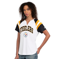 Pittsburgh Steelers Starter Women's Game On Notch Neck T-Shirt White