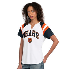 Chicago Bears Starter Women's Game On Raglan Notch Neck T-Shirt White