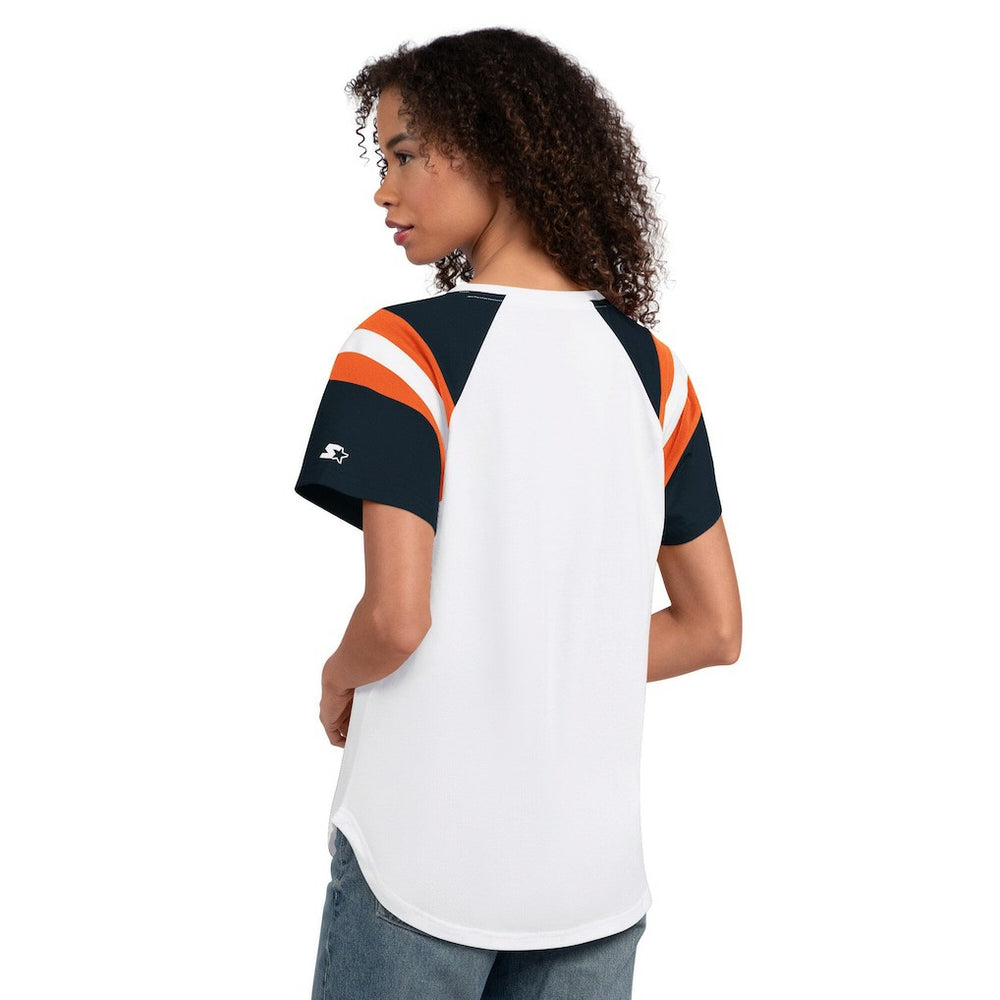Chicago Bears Starter Women's Game On Raglan Notch Neck T-Shirt White