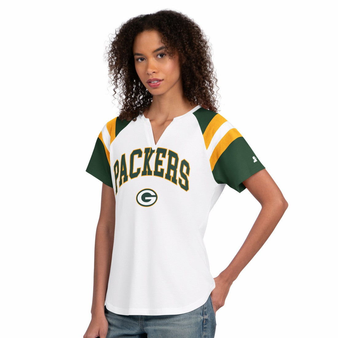 Green Bay Packers Starter Women's Game On Notch Neck T-Shirt White