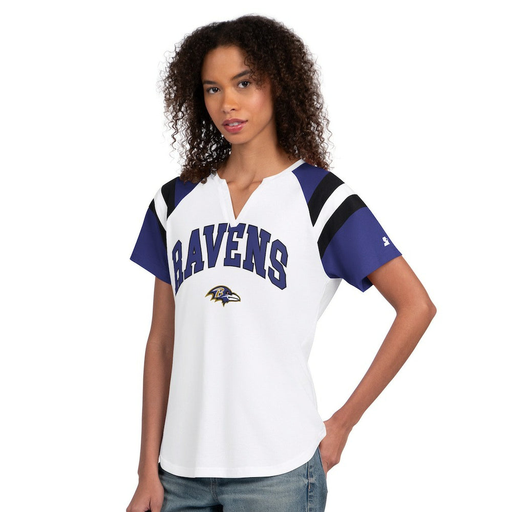 Baltimore Ravens Starter Women's Game On Notch Neck T-Shirt White