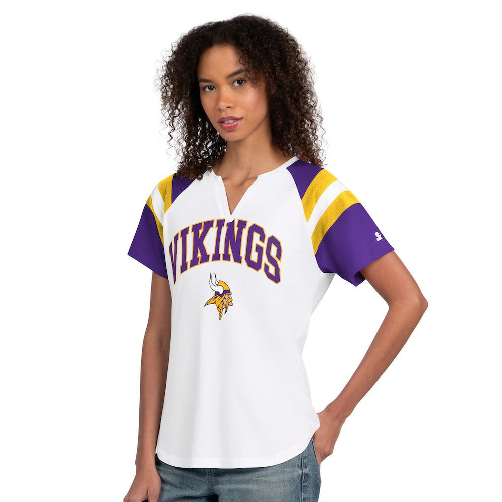 Minnesota Vikings Starter Women's Game On Notch Neck T-Shirt White
