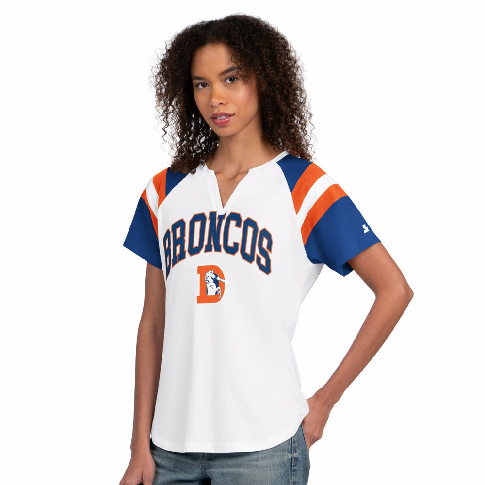 Denver Broncos Starter Women's Game On Notch Neck T-Shirt White