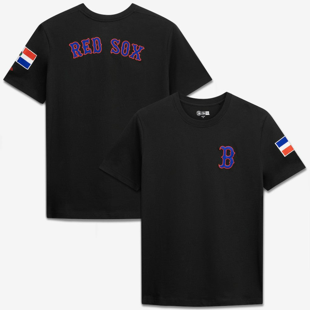 Boston Red Sox New Era Dominican Republic Country Flag T-Shirt - Black T-shirts