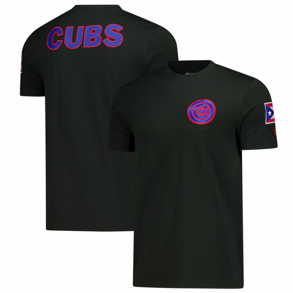Chicago Cubs New Era Puerto Rico Country Flag T-Shirt - Black T-shirts