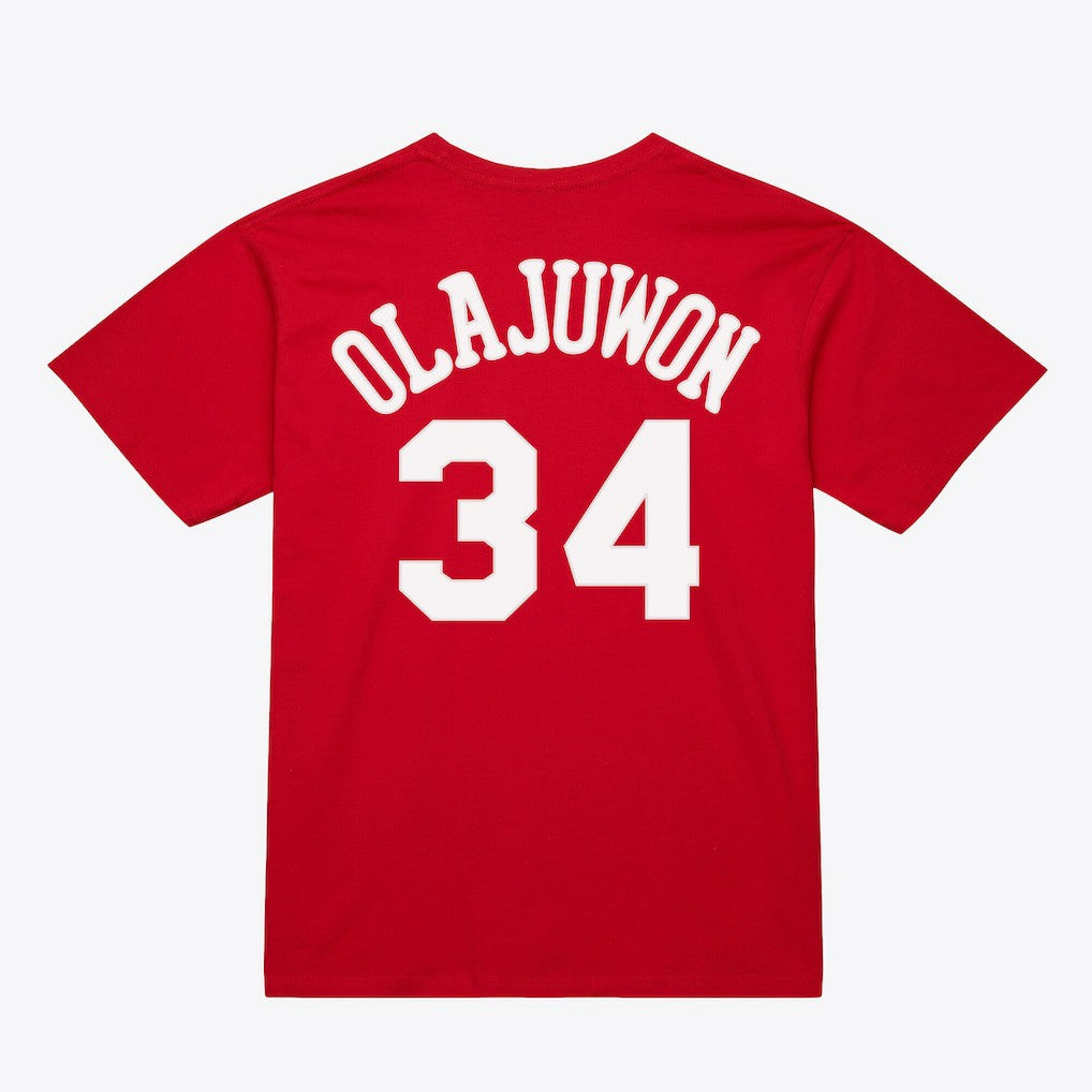 Hakeem Olajuwon Houston Rockets Unisex Hardwood Classics Name & Number T-Shirt Red