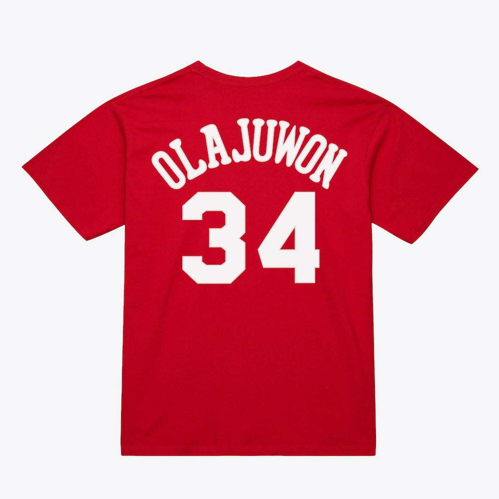 Hakeem Olajuwon Houston Rockets Unisex Hardwood Classics Name & Number T-Shirt Red