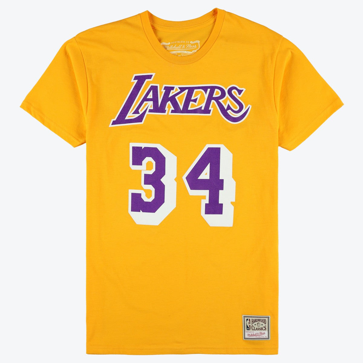 Shaquille O'Neal Los Angeles Lakers Unisex Hardwood Classics Name & Number T-Shirt Gold