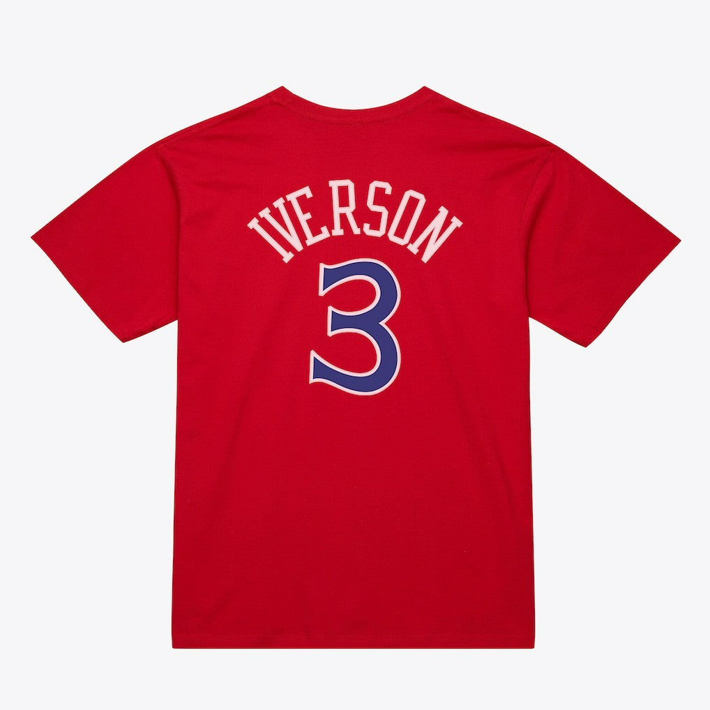 Allen Iverson Philadelphia 76ers Unisex Hardwood Classics Name & Number T-Shirt Red