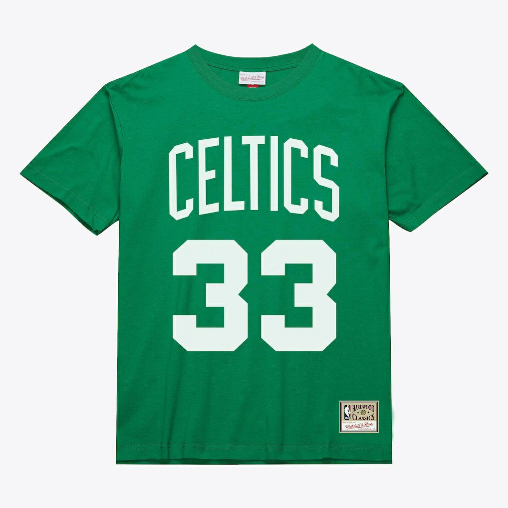Larry Bird Boston Celtics Unisex Hardwood Classics Name & Number T-Shirt Kelly Green