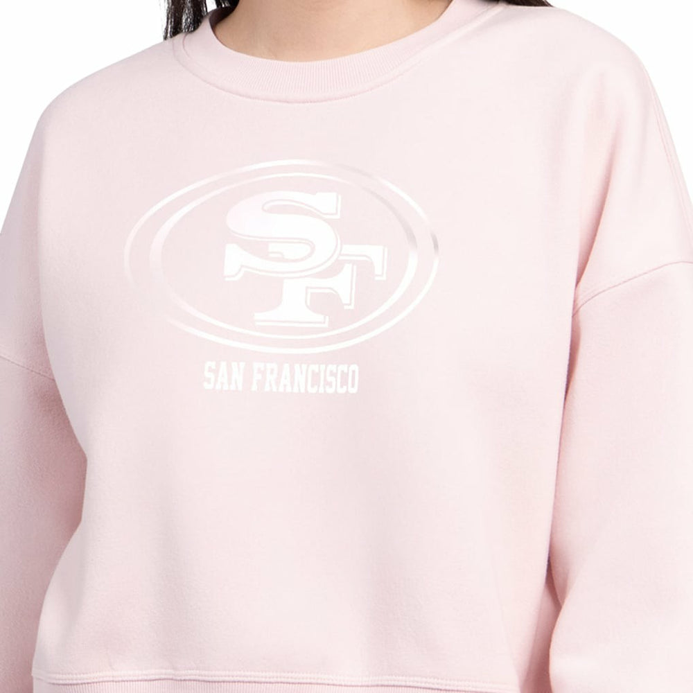 San Francisco 49ers Starter Women's Travel Pastels Boxy Fleece Sweatshirt Light Pink