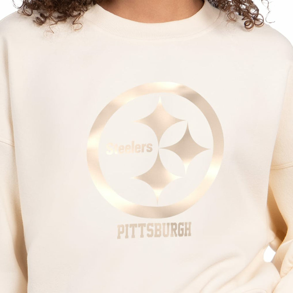 Pittsburgh Steelers Starter Women's Travel Pastels Boxy Fleece Sweatshirt Cream