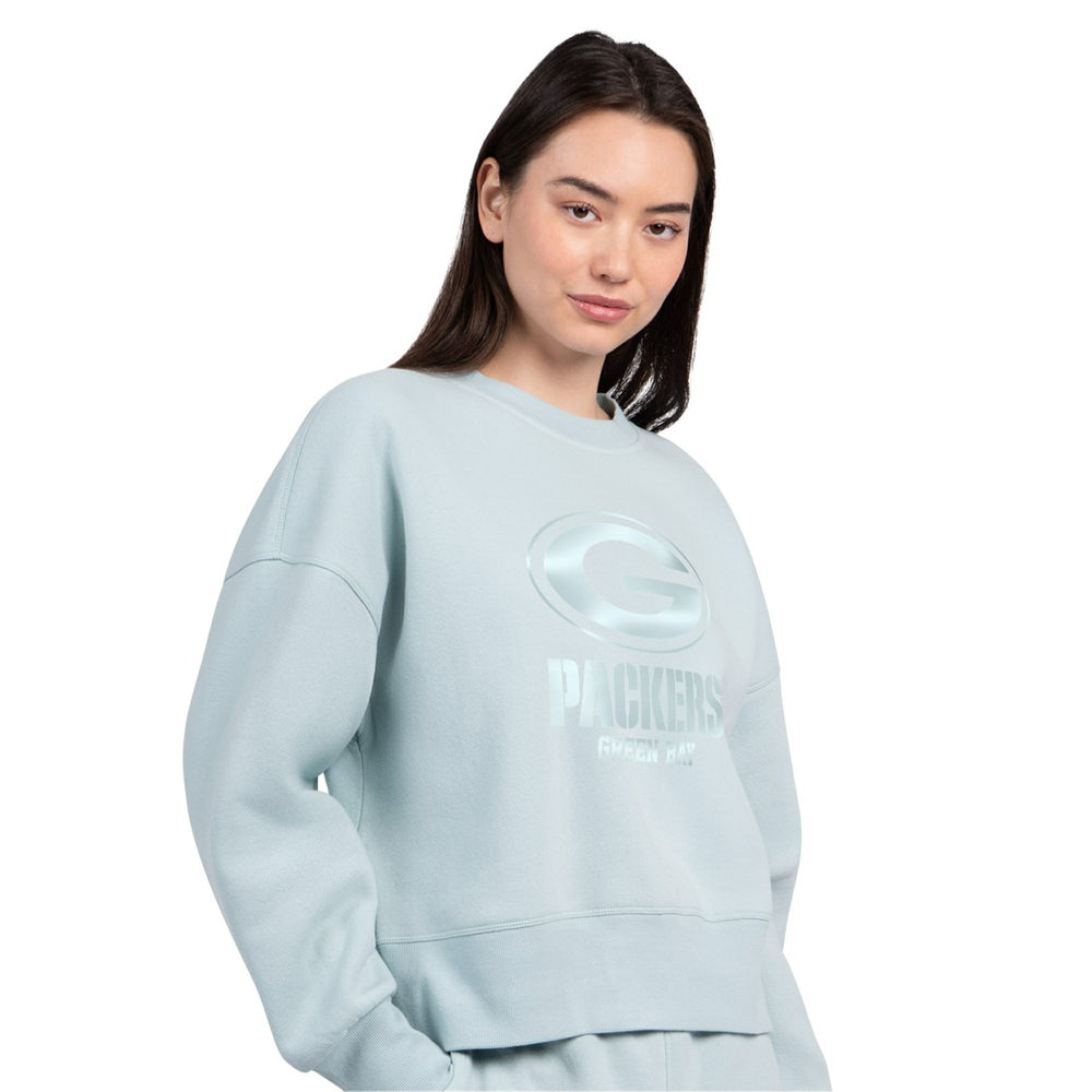 Green Bay Packers Starter Women's Travel Pastels Boxy Fleece Sweatshirt Mint