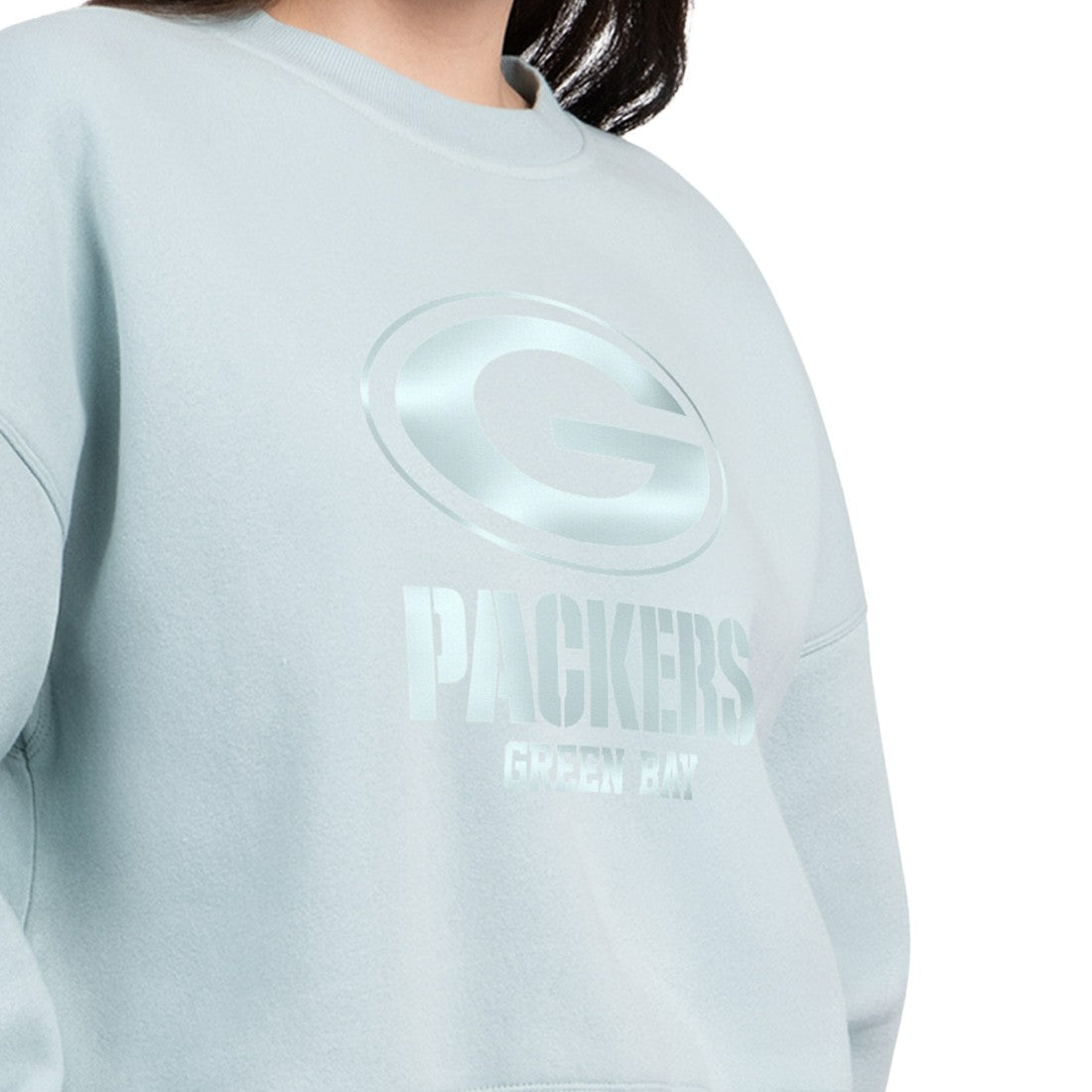 Green Bay Packers Starter Women's Travel Pastels Boxy Fleece Sweatshirt Mint
