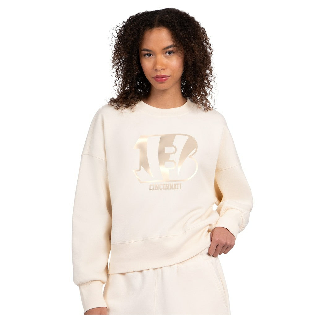 Cincinnati Bengals Starter Women's Travel Pastels Boxy Fleece Sweatshirt Cream