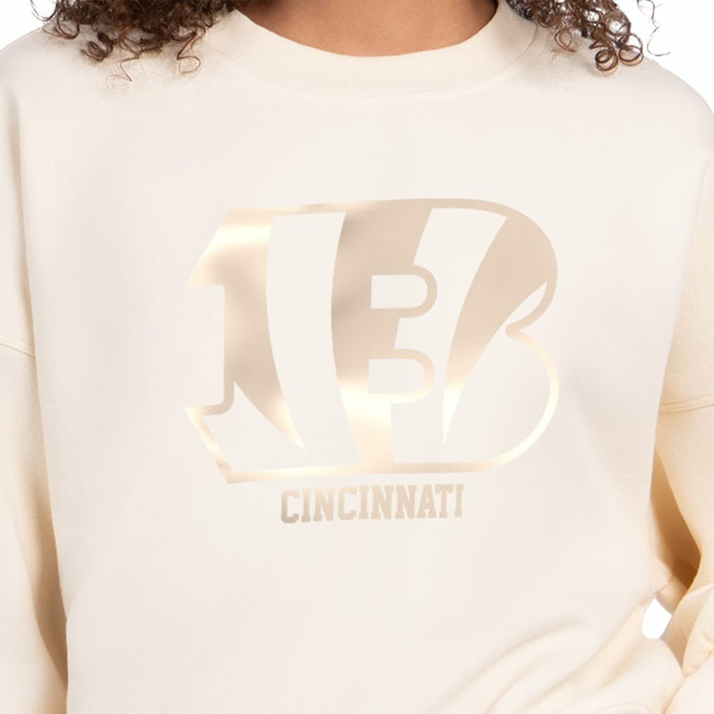 Cincinnati Bengals Starter Women's Travel Pastels Boxy Fleece Sweatshirt Cream